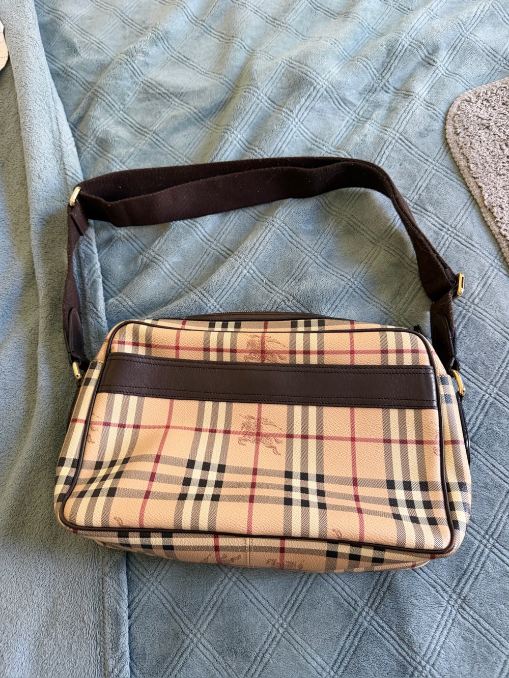 Classic Plaid Crossbody Shoulder Bag - Beige personal used